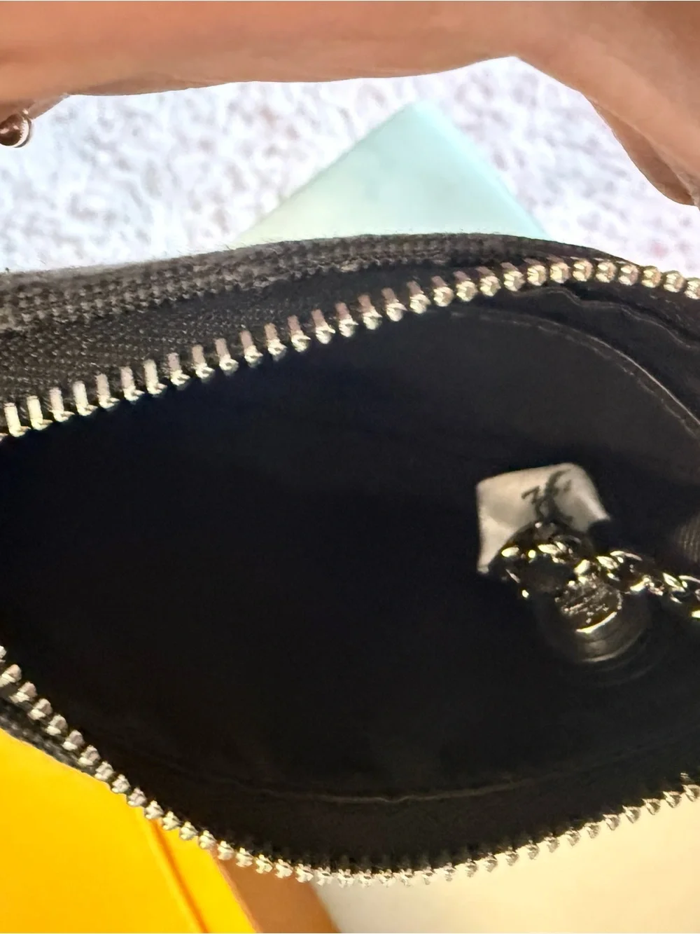 MCM Black Logo Monogram Key Pouch with Silver Hardware